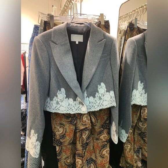 LoveShackFancy   Icarus Cropped Lace-Trimmed Blazer - Picture 7 of 9